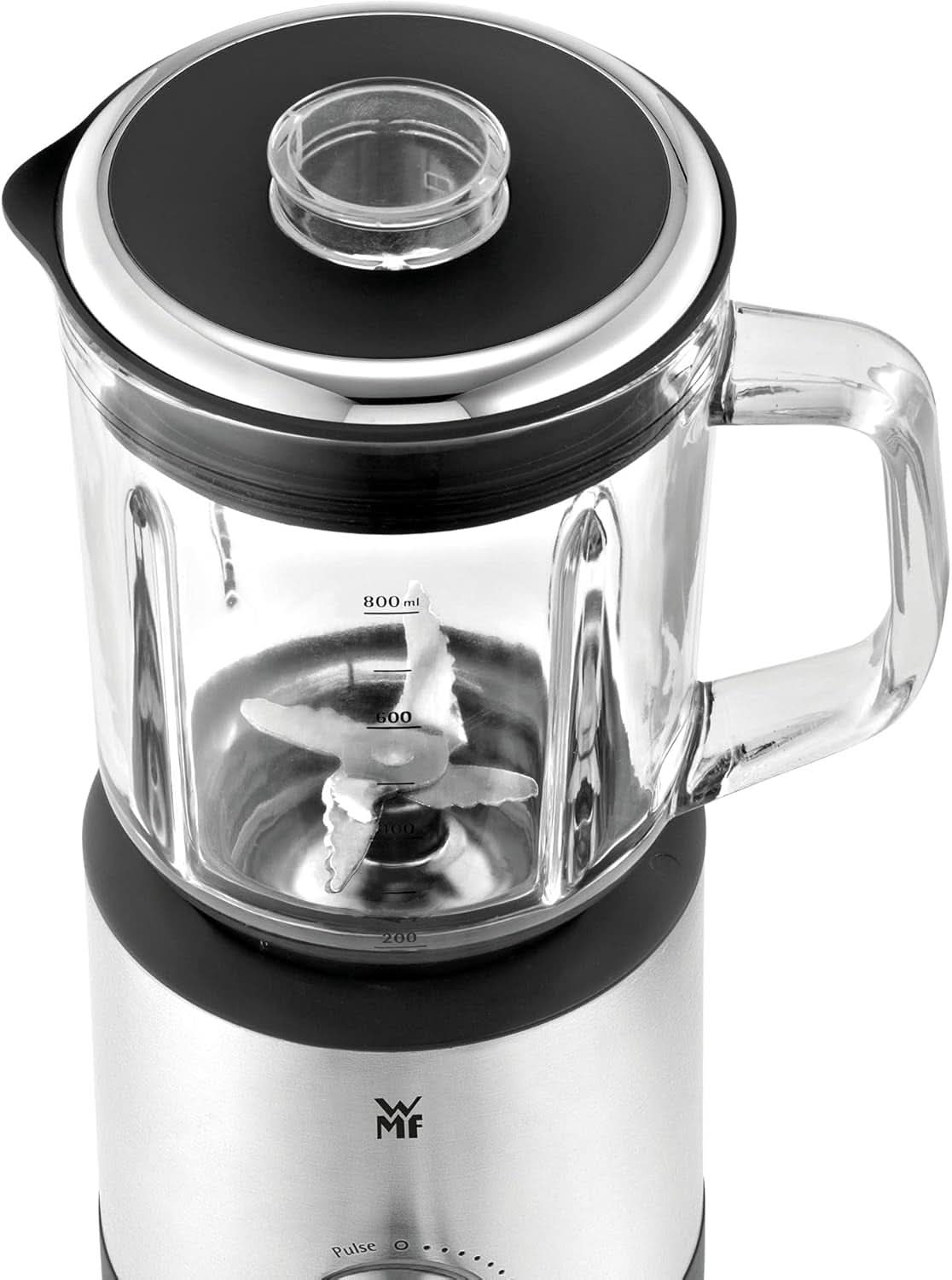 WMF Küchenminis Kompaktmixer, Mini Standmixer, 400 Watt, Standmixer Klein, Glasbehälter 0,8 L, Pulsstufe, Cromargan Matt Kitchen Naty Shop