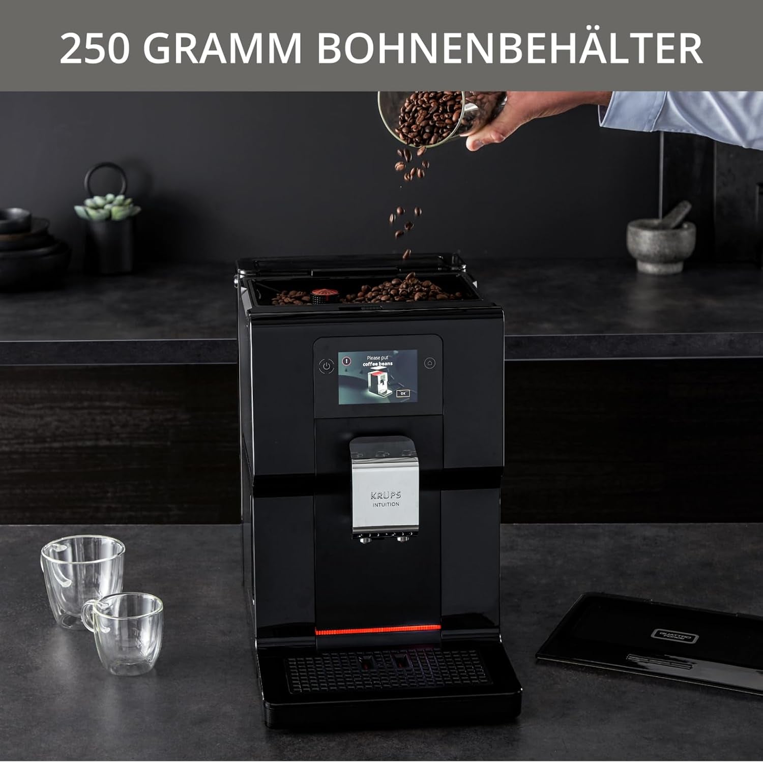 Krups Intuition Preference volautomatische espressomachine met smartphone-achtige bediening, 3,5" kleurentouchscreen, Smart Slide technologie, intuïtief verlichtingssysteem, 11 dranken, melkcontainer, EA873810