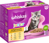 WHISKAS Junior natvoerzakjes, multipack, selectie van gevogeltevlees in gelei, 12 x 85 g