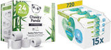 Shop Bulk Cheeky Panda Bamboe Toiletrollen en Pampers Harmony Aqua Baby Natte Doekjes Doos, 720 Doekjes (15 x 48), Zachte Huidbescherming met 99% Water
