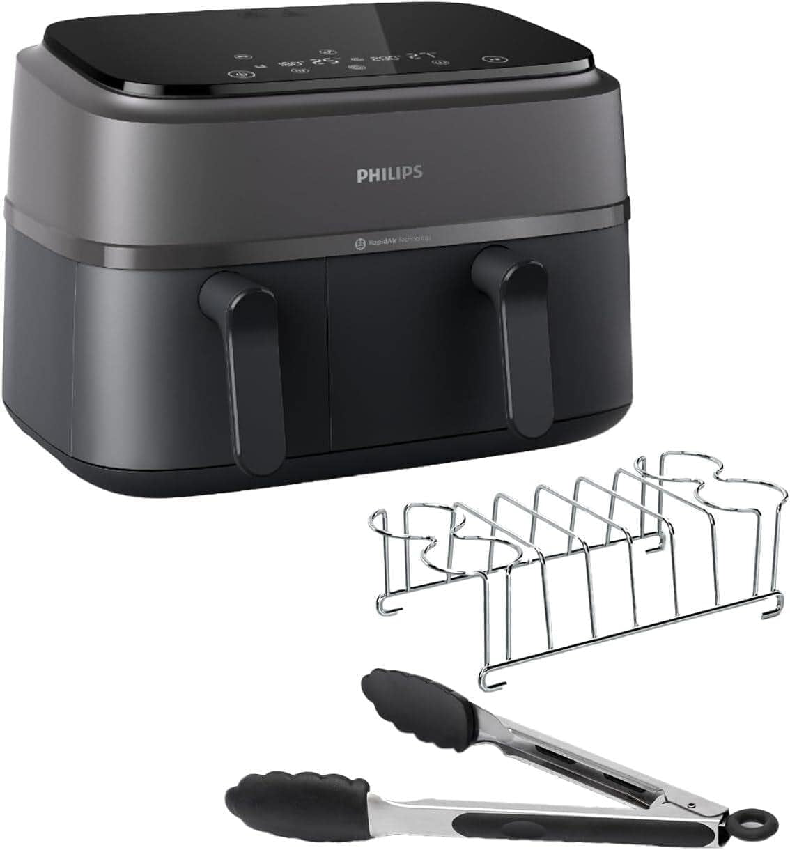 Philips Dual Basket Airfryer 3000 Serie met ontbijtset, 9 liter, 2 lades Huishoudelijke apparaten Naty Shop Standaardtitel
