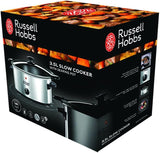 Russell Hobbs slowcooker, 3,5 liter antiaanbaklaag, roestvrij staal, 3 temperatuurinstellingen en warmhoudfunctie, 160 W slowcooker Naty Shop