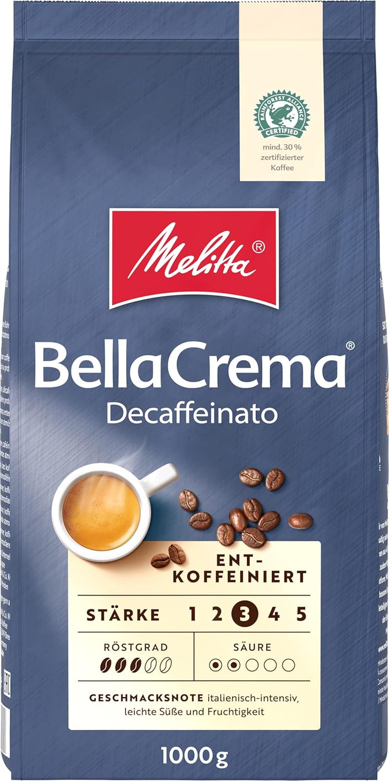 Melitta BellaCrema La Crema koffiebonen 1kg en BellaCrema Decaffeinato cafeïnevrije koffiebonen 1kg