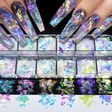 JMEOWIO Nail Glitter 12 Grids Zeemeermin Nail Art Decoratie Accessoires Nageldesign