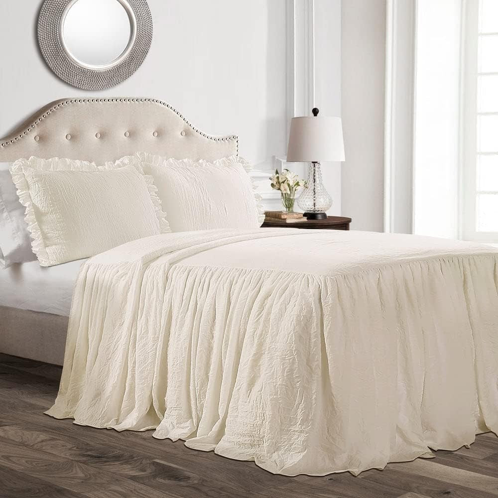 Lush Decor sprei met ruches rok, polyester, wit, tweepersoonsbed Lush Decor Bedden en Dekens