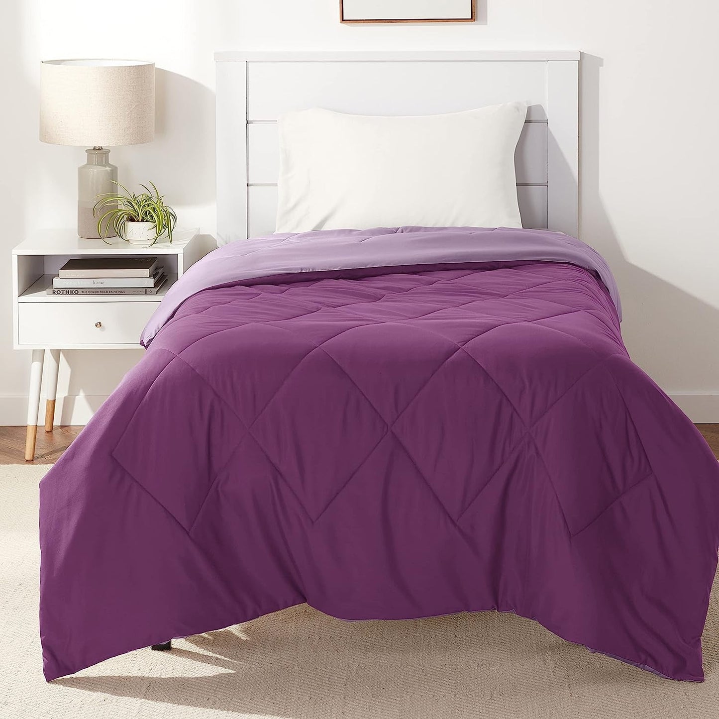 Amazon Basics microvezel dekbedovertrek, aan beide zijden te gebruiken, 220 X 240 Cm, grijs/zwart Dekbedden en dekbedden Naty Shop Plum/lichtpaars 160X229 Cm