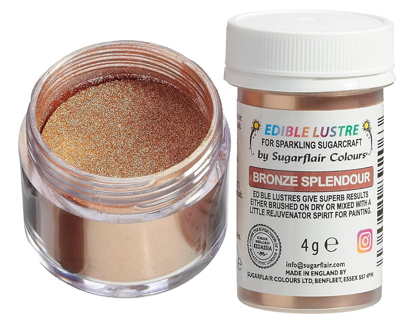Sugarflair Bronze Splendor Eetbare Voedselkleuring - Eetbaar Glanzend Poeder voor Taarten, Muffins, Chocolade, Gebak, Desserts, Ijs, Drankjes, Cocktails en Meer - 4g