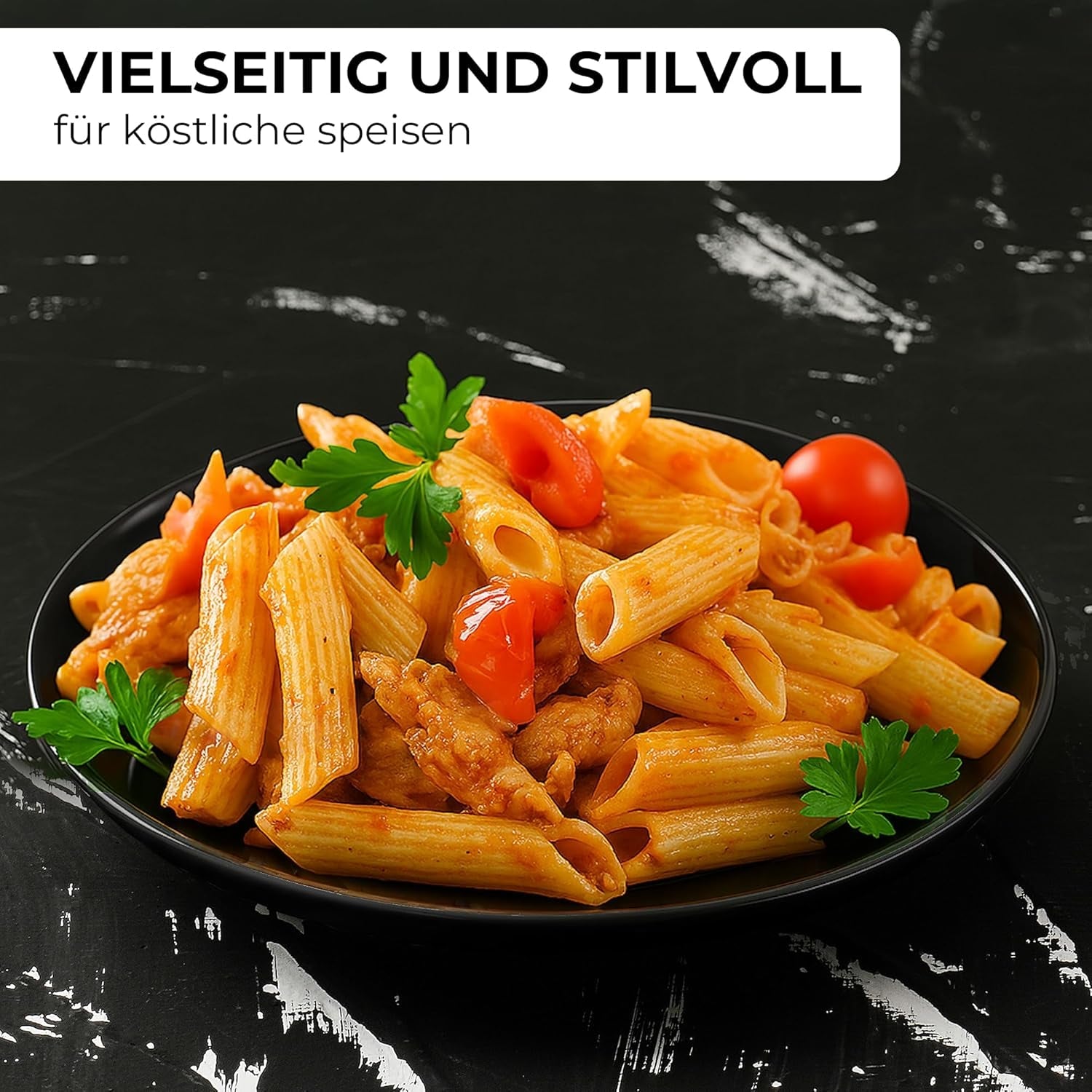 MIAMIO - 6-delig modern keramisch servies/bordenset voor 6 personen - Palmanova Collectie (Zwart, Grote borden (6x))
