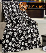 Elegant Comfort Lichtgewicht Halloween-themadeken, zacht, gezellig en pluche, perfect om te ontspannen dit griezelige seizoen, 127 x 152,4 cm, Skull and Bones Elegante comfortbedden en dekbedden