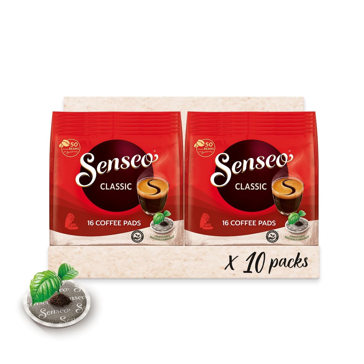 Classic Pads, 10 x 16 Getränke, 160 Kaffee Pods, inclusief Pad Dosis