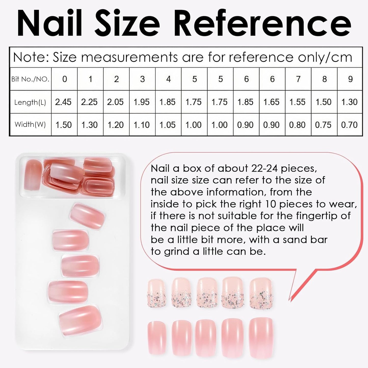 48 stuks korte lijm op nagels 2 stijlen korte vierkante Franse nagels met nagellijm en nagelvijl roze wit ombre nepnagels voor dames
