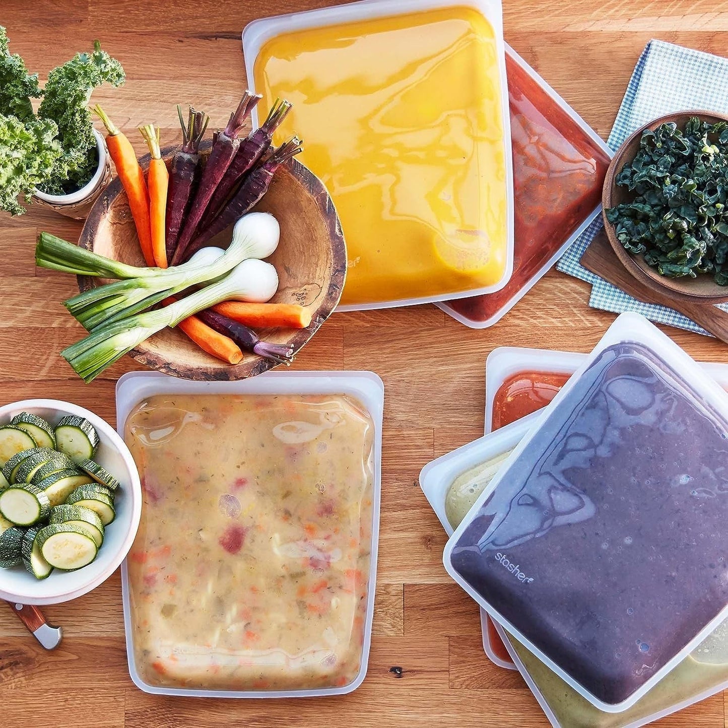 Stasher Bag Premium siliconen herbruikbare voedselzak Halve gallon Blauw Duurzaam Oven Vaatwasmachine Vriezerbestendig Milieuvriendelijk Lunchtas Voedselbereiding 1893 ml Voedselbewaardozen Naty Shop