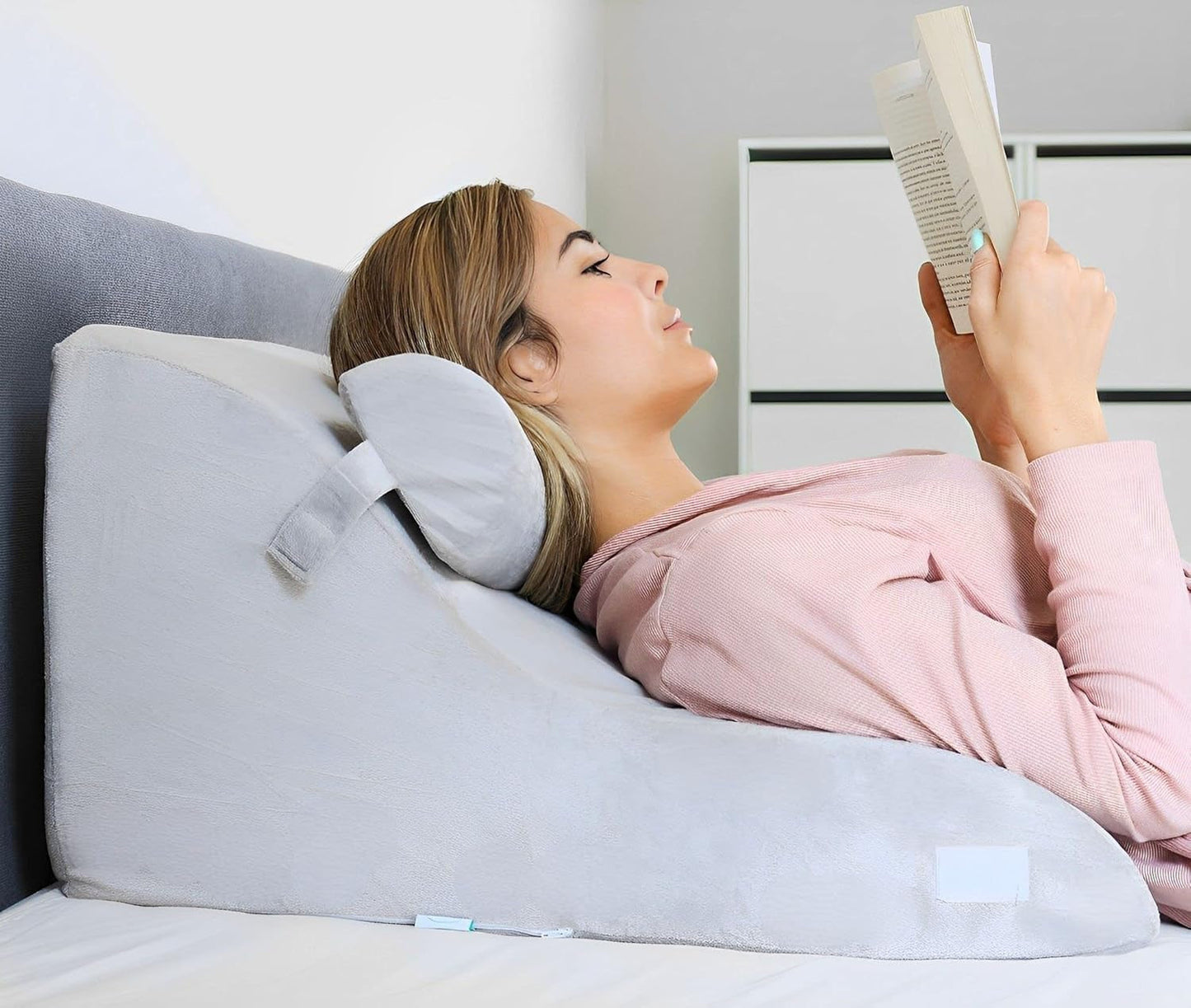 Traagschuim leeskussen | Ergonomisch rugkussen en wig voor bed, bank en bank | Orthopedisch steunkussen voor rugpijn en spanning