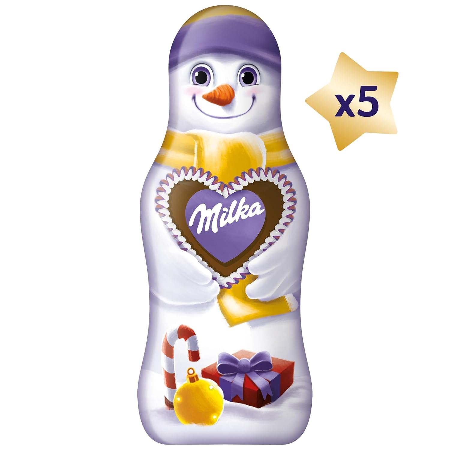 Milka Sneeuwmanvrienden Alpenmelk - Mini-sneeuwmannen gemaakt van fijne chocolade met alpenmelk - 5 x 15 g