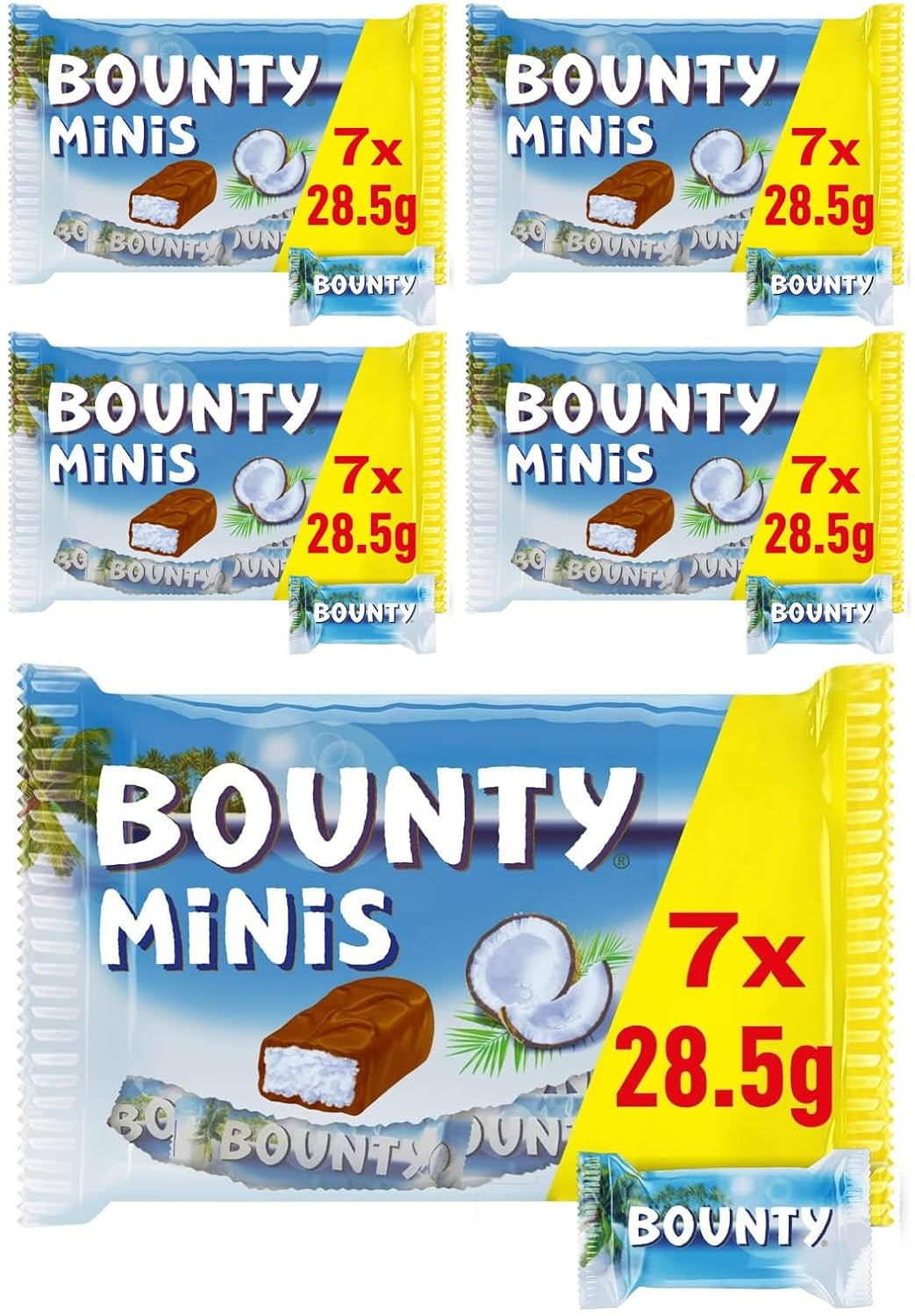 Bounty Minis Chocolade Bulkpakket, Fijne Kokos Mini Chocoladerepen, 227g, Chocolade Cadeau Idee, Chocolade Bulkpakket