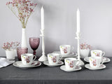 CreaTable, 24024, Square Orchid-serie, 18-delige serviesset voor 6 personen, porseleinen koffieservies, vaatwasmachine- en magnetronbestendig, kwaliteitsproductie