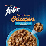 Felix Sensations Sauzen Nat kattenvoer, diverse vismix, verpakking van 6 (6 x 12 zakjes van elk 85 g)