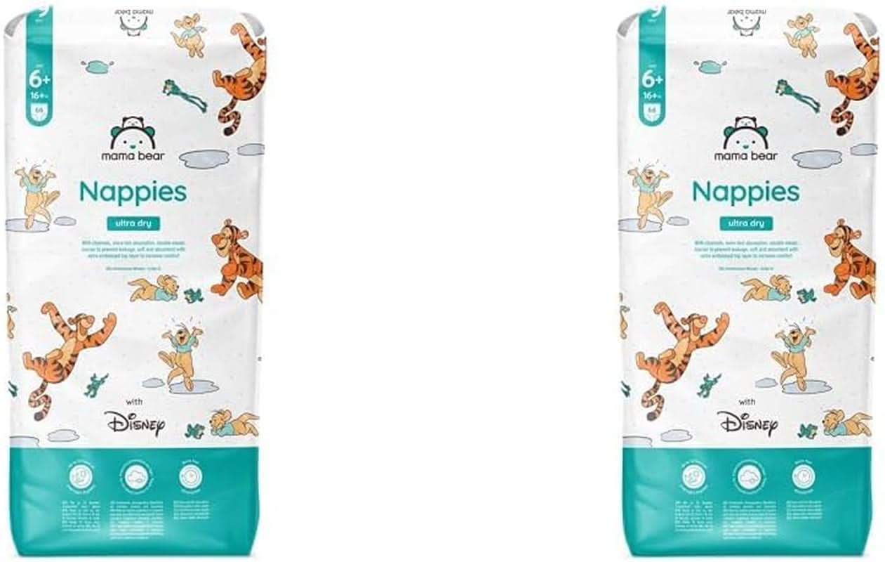 Mama Bear Disney Ultra Dry Luiers Maat 4 (8-14kg), Wit, 84 Stuks (1 Pak) Naty Shop Maat 6+ (16+ kg) (2 Pak) Individueel Pakket