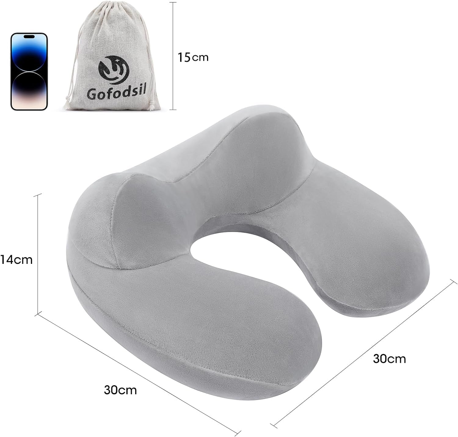 Gofodsil Opblaasbaar nekkussen voor vliegtuigen Campingtreinen en auto's met oordopjes Draagbaar reiskussen Opblaasbaar nekkussen voor vliegtuigen Set van 2 Cervicale orthopedische kussens Naty Shop