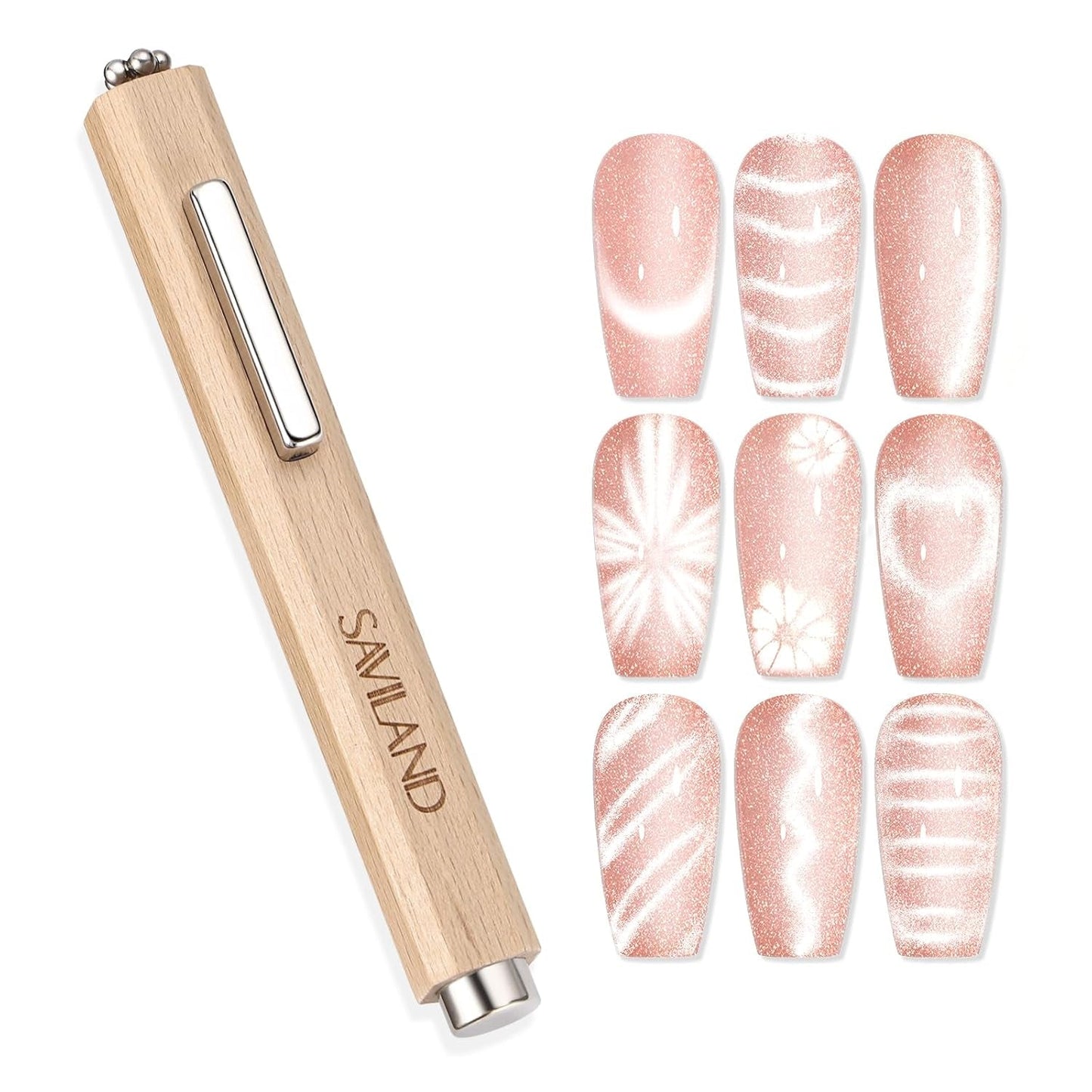 SAVILAND 4X Hochfester Cat Eye Magnet Für Nagel: 3-in-1 Nagelmagneet Rund Lange Streifenperle N35 Neodym Ultra Strong Magnet Für Nagellack Präzise 3S Formung Cat Eye Gel Nagellack Magnet Magnetstift