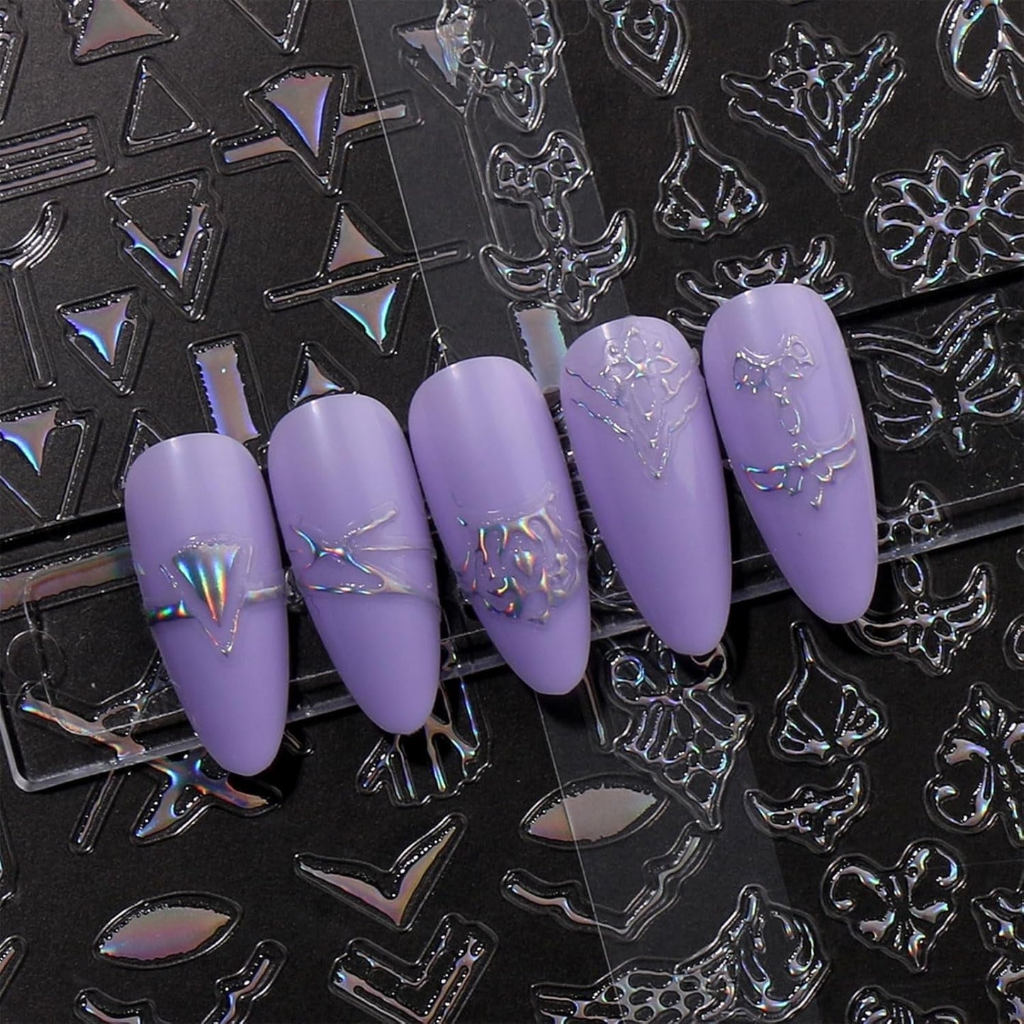 Jmeowio Nagelsticker Aurora Geometrisch 12 Blatt Nail Art Sticker Selbstklebend Nagelaufkleber Bunt Decoratie Nageldesign Zubehör