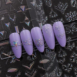 Jmeowio Nagelsticker Aurora Geometrisch 12 Blatt Nail Art Sticker Selbstklebend Nagelaufkleber Bunt Decoratie Nageldesign Zubehör