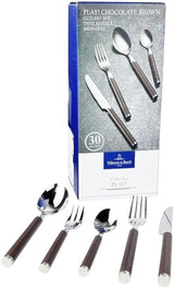 Villeroy En Boch Play Chocoladebruin Bestek, voor maximaal 6 personen, 30-delig, roestvrij staal, bruine kunststof handgreep Keuken Naty Shop