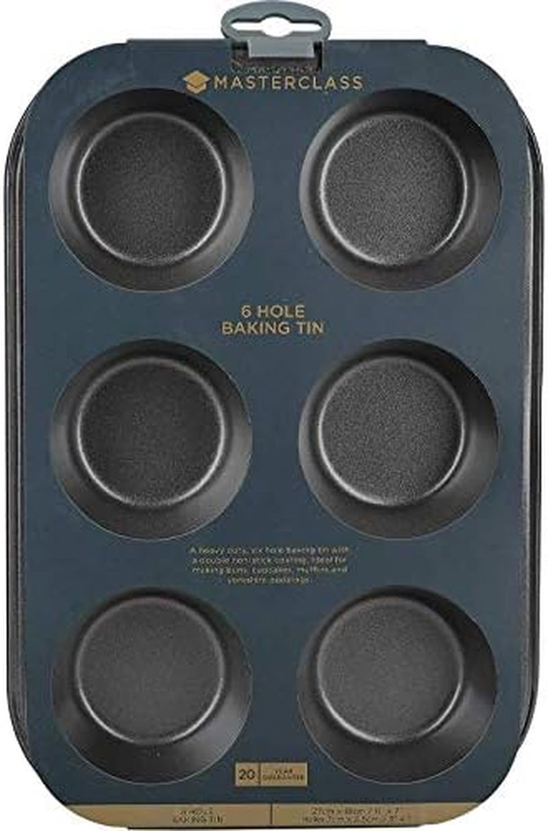 Masterclass 6-Loch-Muffinblech Met PTFE-, PFOA- en Bpa-Freiem Antihaftbeschichtung, Robustes 1Mm Dickes Karbonstahlblech, 27 X 18Cm Cupcake-Form Vormen en bakplaten Naty Shop