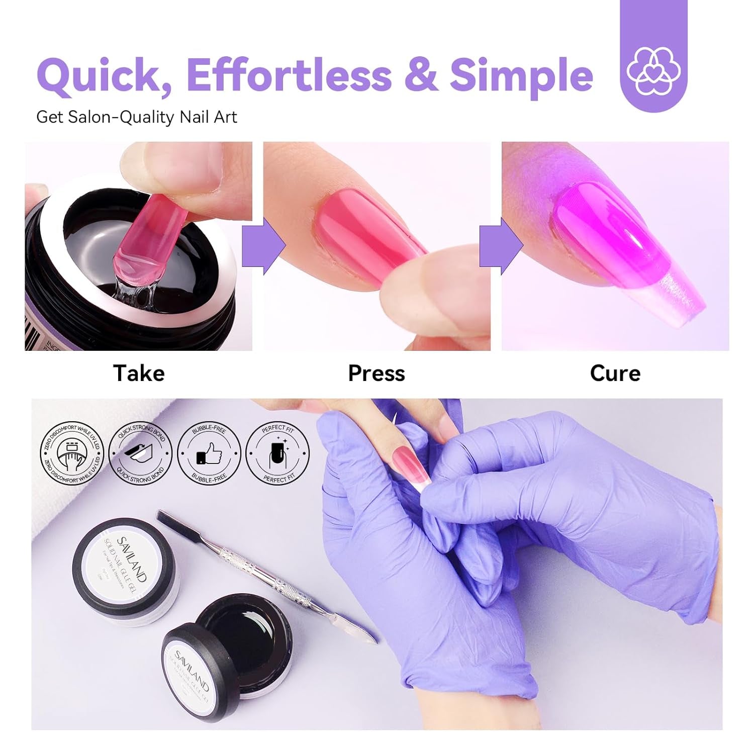 Saviland Solid Nail Tip Lijm: 2 stks 15G Kunstmatige Nagellijm Extra Sterke Lijm Druk Op Nagels UV Lijm Gel Nagellijm Voor Vrouwen Thuis Salon DIY UV/LED Lamp uitgehard