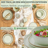 SÄNGER Rio Munt | Serviesset van steengoed voor 6, 6 borden, 6 dessertborden, 6 kommen, mintgroen | DE WAARDE-COLLECTIE