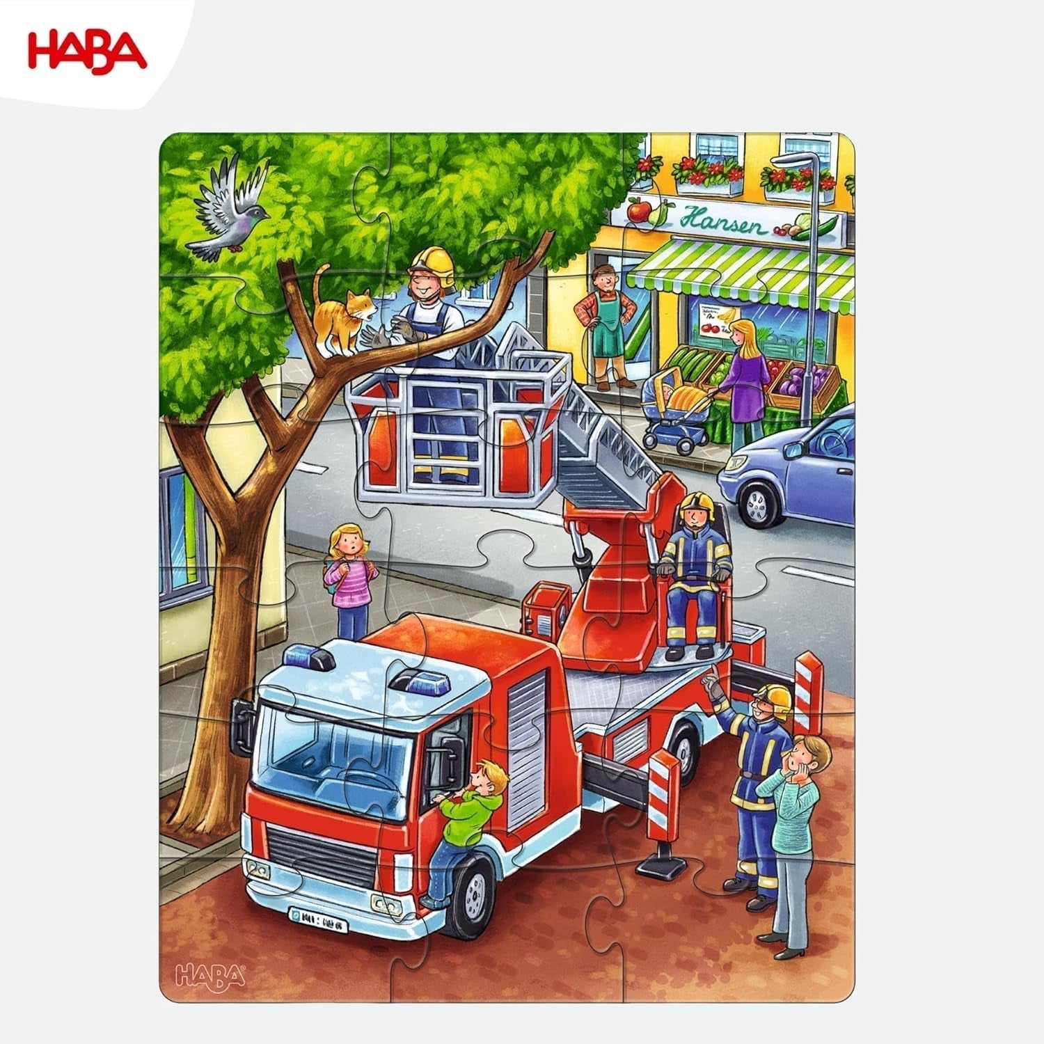 HABA Brandweerpuzzel - 3-delige set voor kinderen vanaf 3 jaar Kartonnen puzzel politie en ambulance - Bevordert de fijne motoriek en concentratie - 1302759001 Puzzel Naty Shop