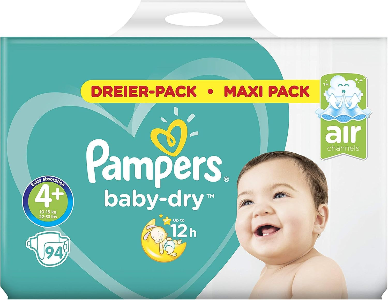 Pampers (oude versie), slipje, maat 4, 9 kg-15 kg, pakket van drie (1 x 88 luiers)