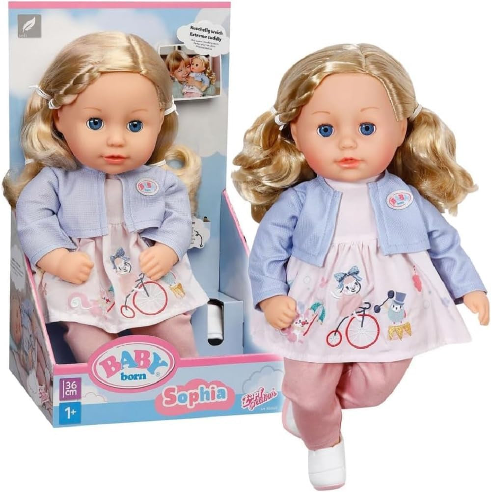BABY born Sophia Rose - zachte pop van 36 cm - Pop met hoogwaardig blond haar en slaperige ogen - Geschikt voor kinderen vanaf 1 jaar