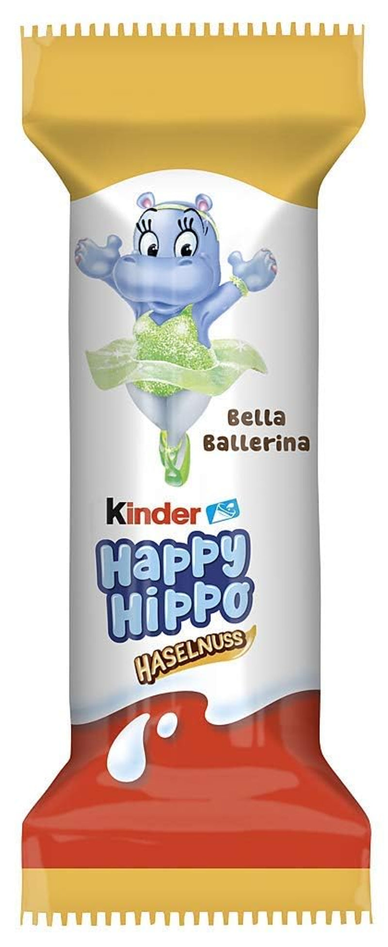 Kinder Happy Hippo Hazelnoot - Speciale knapperige wafels met melk en hazelnootcrème - Carnaval- en Mardi Gras-snoepjes - 1 pakje met 5 individuele repen van elk 20,7 g