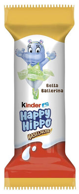 Kinder Happy Hippo Hazelnoot - Speciale knapperige wafels met melk en hazelnootcrème - Carnaval- en Mardi Gras-snoepjes - 1 pakje met 5 individuele repen van elk 20,7 g