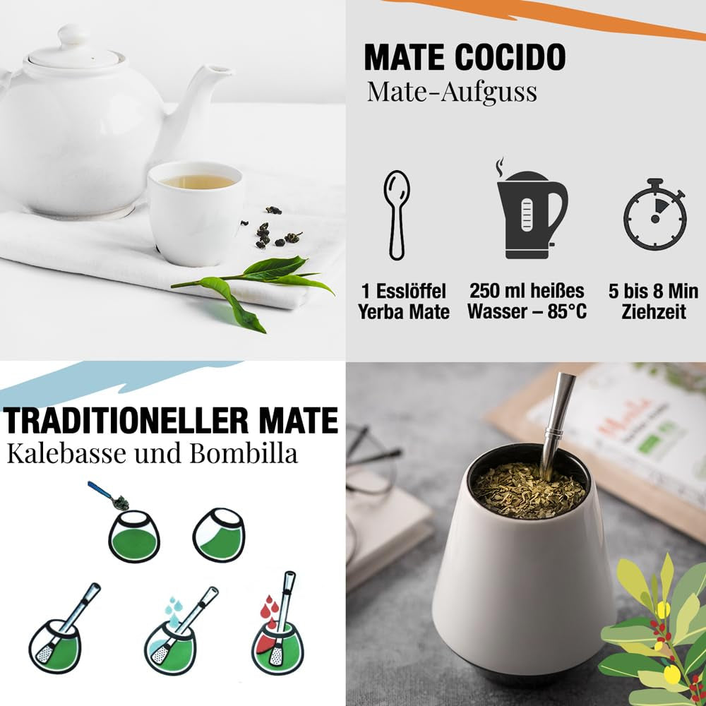 ORIGEENS BIO YERBA MATE MET CITROEN EN GEMBER 200 G - De stimulerende thee I Biologische Yerba Mate thee, ongebrand, bladeren, zonder stengels en stof