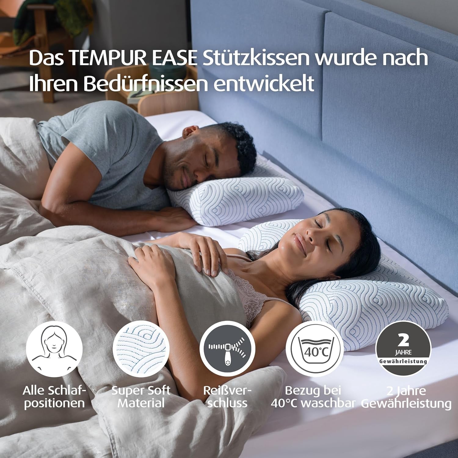 TEMPUR EASE Memory Foam Slaapkussen, Ergonomisch Neksteunkussen voor elke slaaphouding, Stevige ondersteuning, 50 X 31 X 10/5cm, Wit Naty Shop Standaard Kussens