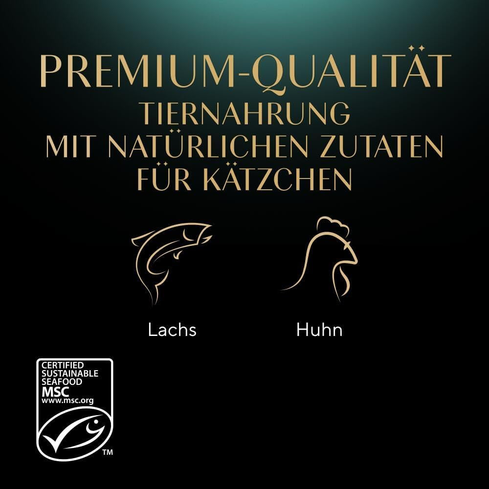 Sheba natvoer voor kittens, in diverse zakjes, met zalm (MSC) en kip in saus, multipack 40x85g
