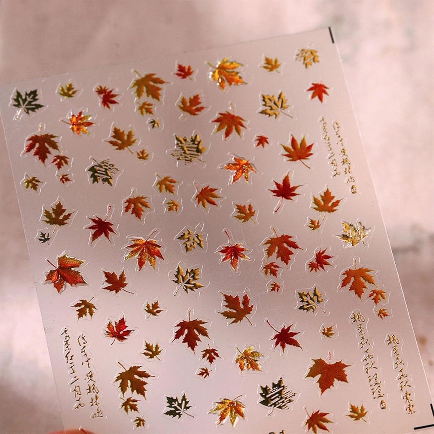 JMEOWIO 3D Nagelsticker Herbst Nail Art Sticker Selbstklebend Nagelaufkleber 5D Stereoskopisch Ahornblatt Erntedankfest Decoratie Nageldesign Zubehör 1 Blatt