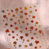 JMEOWIO 3D Nagelsticker Herbst Nail Art Sticker Selbstklebend Nagelaufkleber 5D Stereoskopisch Ahornblatt Erntedankfest Decoratie Nageldesign Zubehör 1 Blatt