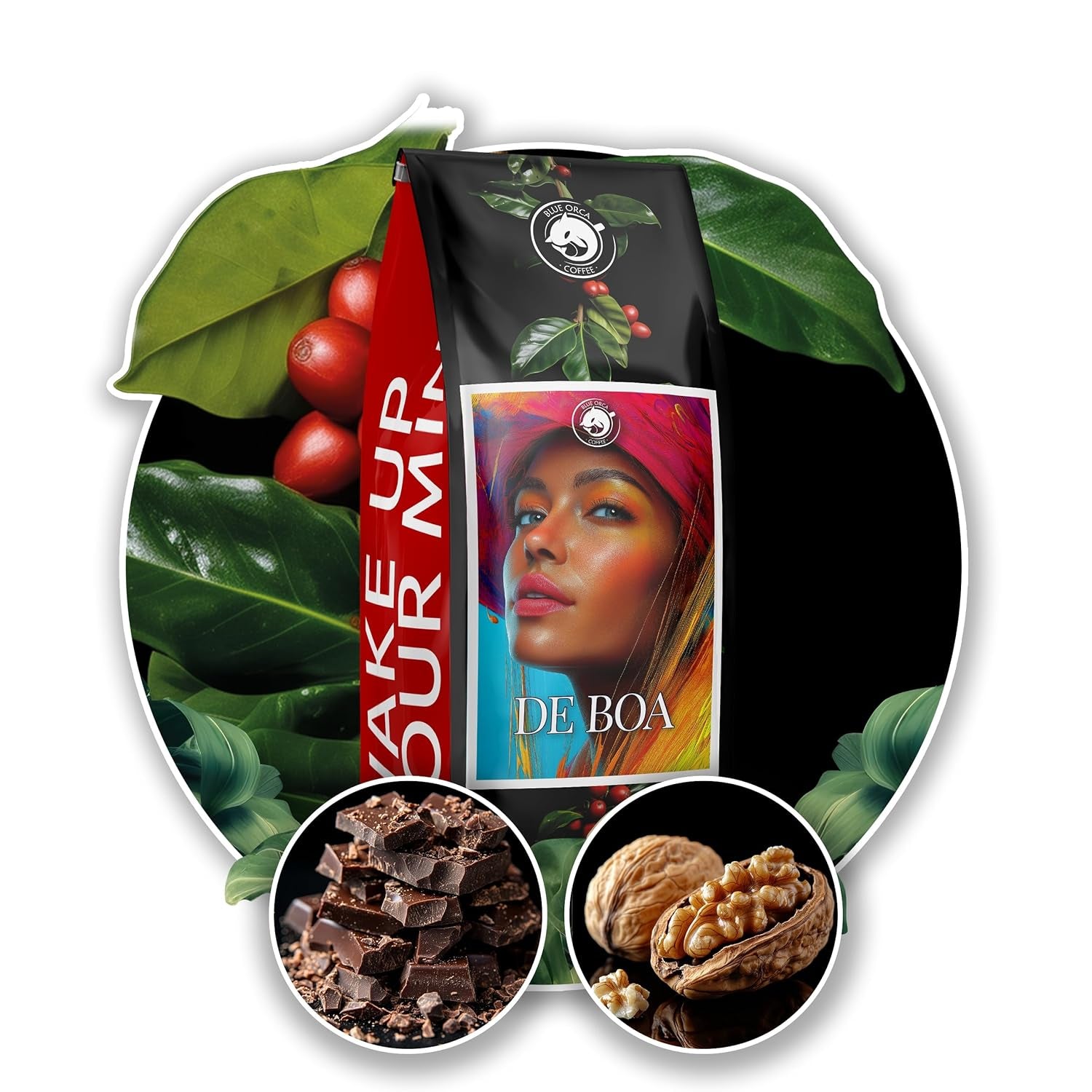 Gemalen koffie DE BOA 1KG | 100% Arabica | met hints van chocolade en noten | medium gebrande koffiebonen, lage zuurgraad | ideaal voor espressomachines | Blue Orca koffiebranderij