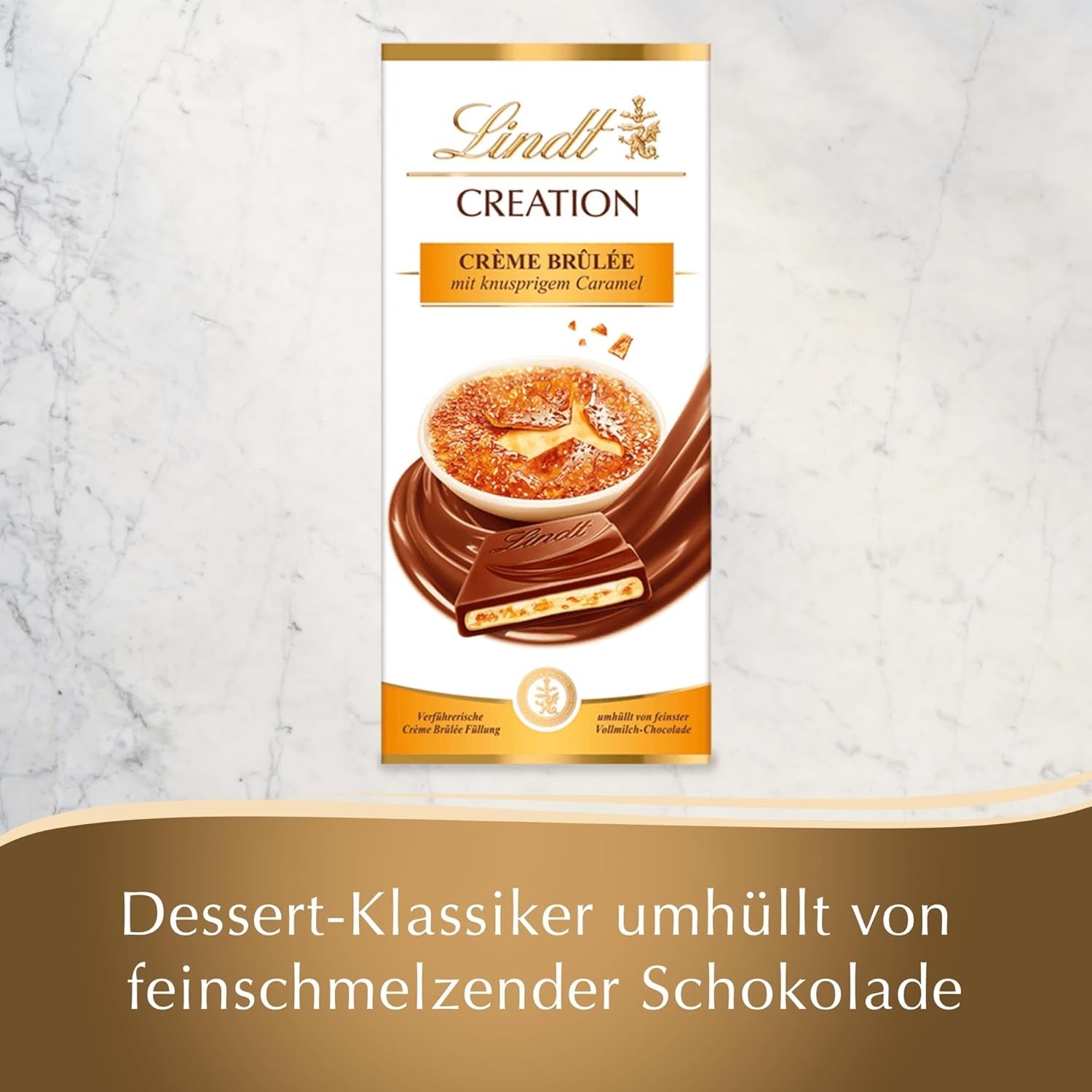 Lindt Schokolade Creatie Crème Brûlée Tafel | Crème Brûlée Füllung Met Knusprigem Karamell, Umhüllt Van Feinster Vollmilch-Schokolade | Schokoladentafel | Schokoladengeschenk, 150G Naty Shop