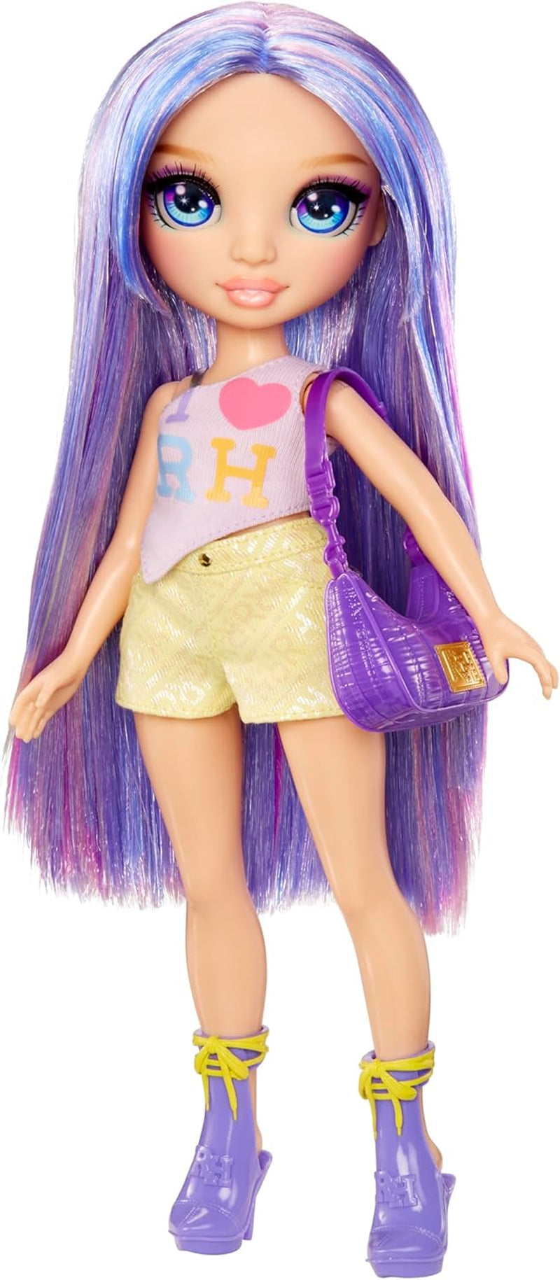 Rainbow High My Fashion Style Pop - Paars - 28 cm Paarse modepop met aantrekkelijke outfit en stijlvolle tas, om te spelen, poseren, verzamelen, voor kinderen van 4-12 jaar