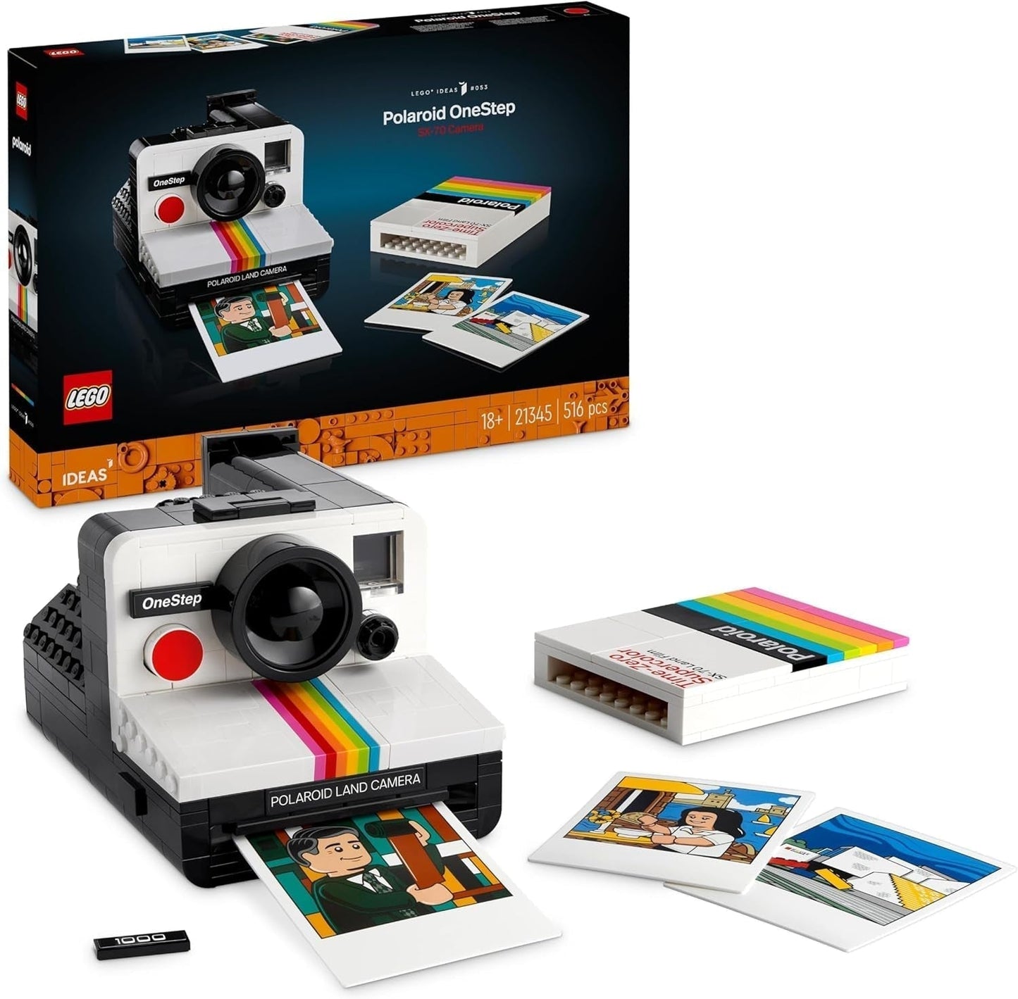 LEGO Ideas Polaroid Onestep SX-70 cameraset voor volwassenen, verzamelobject met authentieke details, creatieve activiteit, fotografiecadeaus voor vrouwen, mannen, hem, haar en tieners 21345 Bouwsets Bekijk de LEGO-Store Single