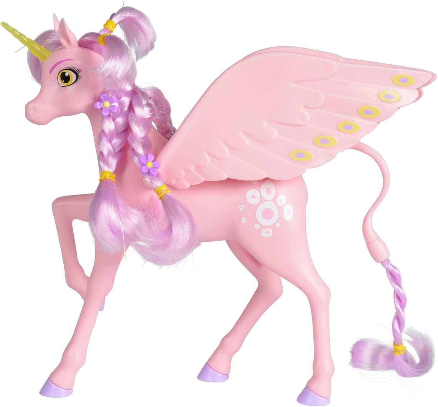 Simba 109480092 - Mia and Me Eenhoorn Kyara, met beweegbare vleugels, haarclips en stylingborstel, 20 cm, vanaf 3 jaar, roze