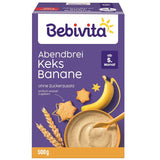 Avondpap met koekjes en bananen (4x500g), melkpap vanaf 5 maanden, zonder toegevoegde suiker, met waardevolle mineralen en vitamines, zeer vullend