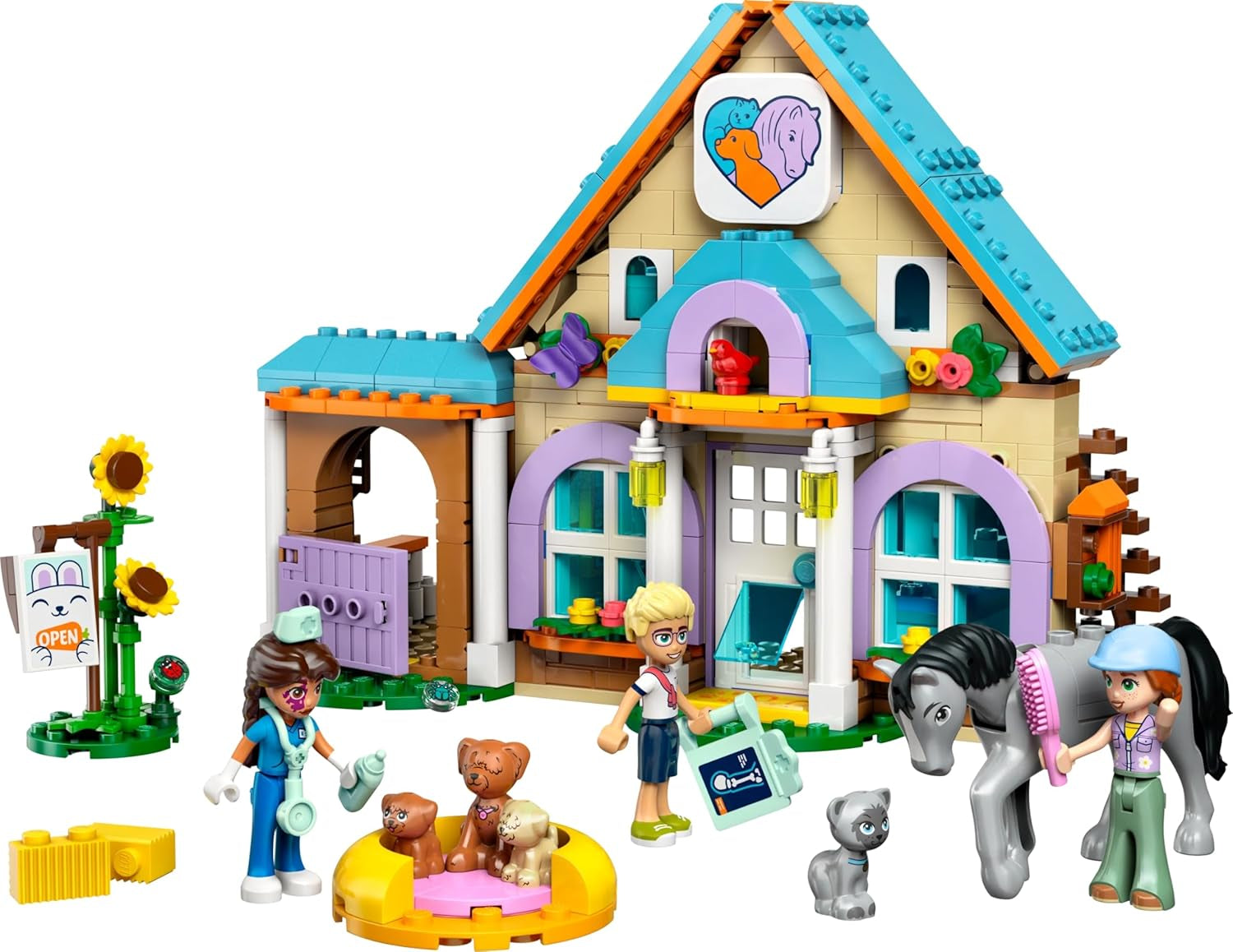 LEGO Friends Dierenartskastje voor paarden en huisdieren, bouw- en speelset voor fantasierijk rollenspel met 3 minifiguren en 5 dierenfiguren, cadeau-idee voor meisjes vanaf 7 jaar 42651 Bouwsets Besuche den LEGO-Store