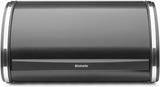 Brabantia broodtrommel - Compacte opbergdoos voor brood, bagels en broodjes met plat deksel, duurzaam staal - middelgroot - mat zwart Voedselbewaardozen Naty Shop Blank staal Ys/M