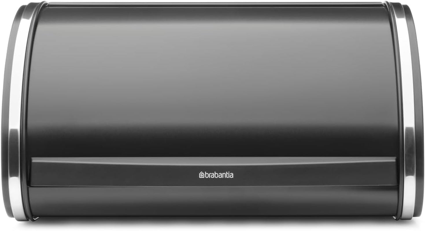 Brabantia broodtrommel - Compacte opbergdoos voor brood, bagels en broodjes met plat deksel, duurzaam staal - middelgroot - mat zwart Voedselbewaardozen Naty Shop Blank staal Ys/M