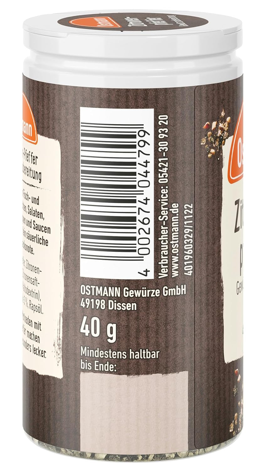 Ostmann Gewürze - Zitronenpfeffer Gewürzzubereitung | Voor saladedressings, sauzen en visgerechten 40 g in Der Streudose
